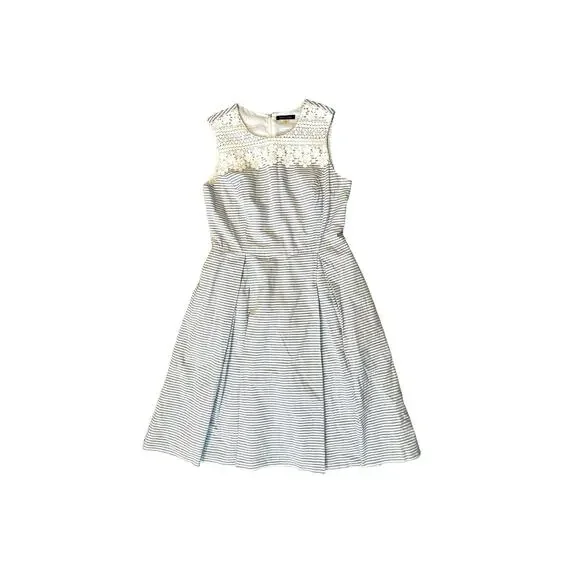 Tommy Hilfiger | Dresses | Tommy Hilfiger Embroidered Lace Blue And White  Striped Pleated Dress Size 8 | Poshmark